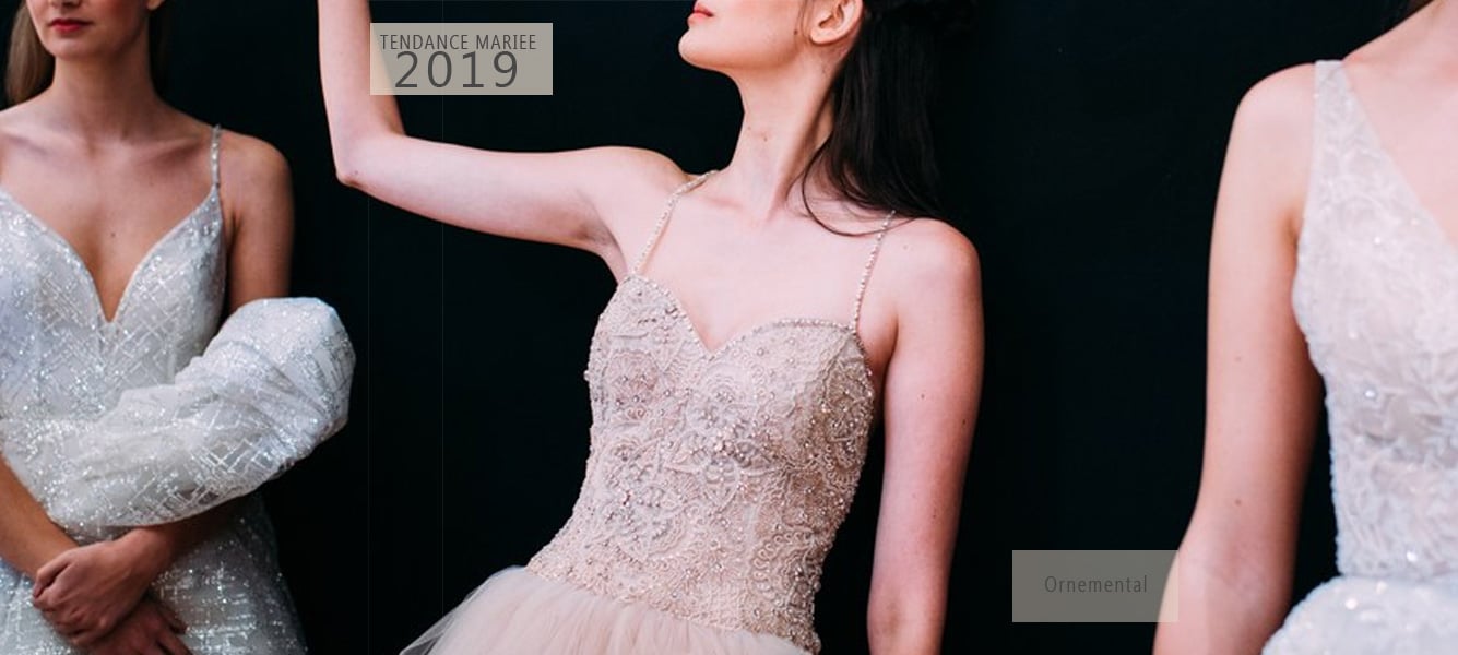 robe de mariée perles et plumes 2019