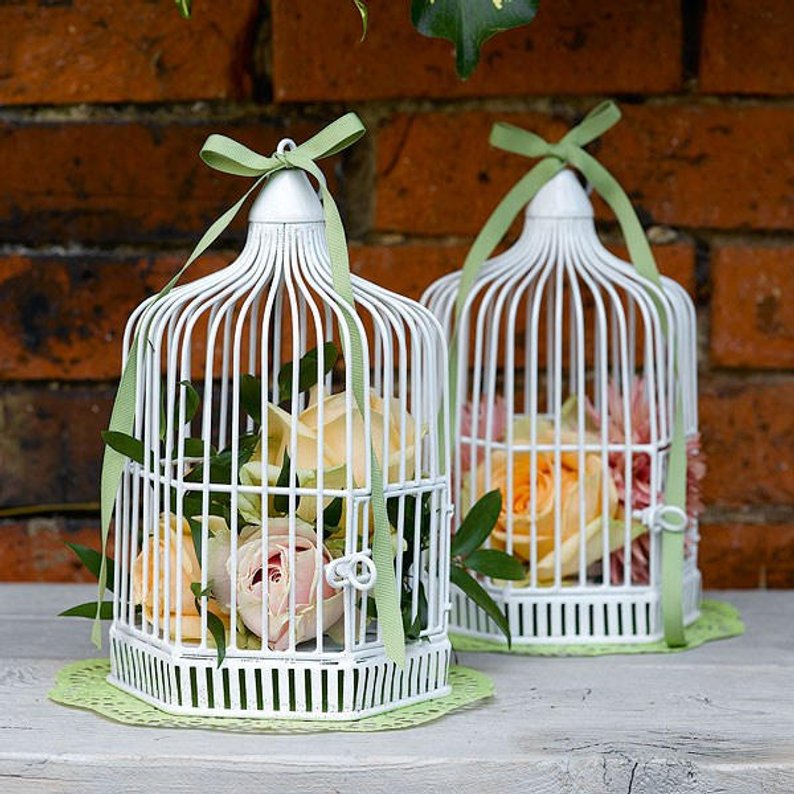 urne de mariage blanche cage a oiseaux