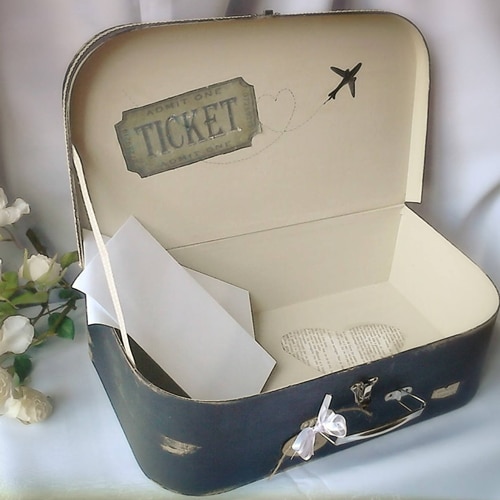 urne mariage vintage valise