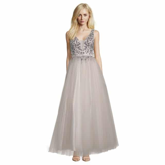 robe longue taupe cocktail mariage ete