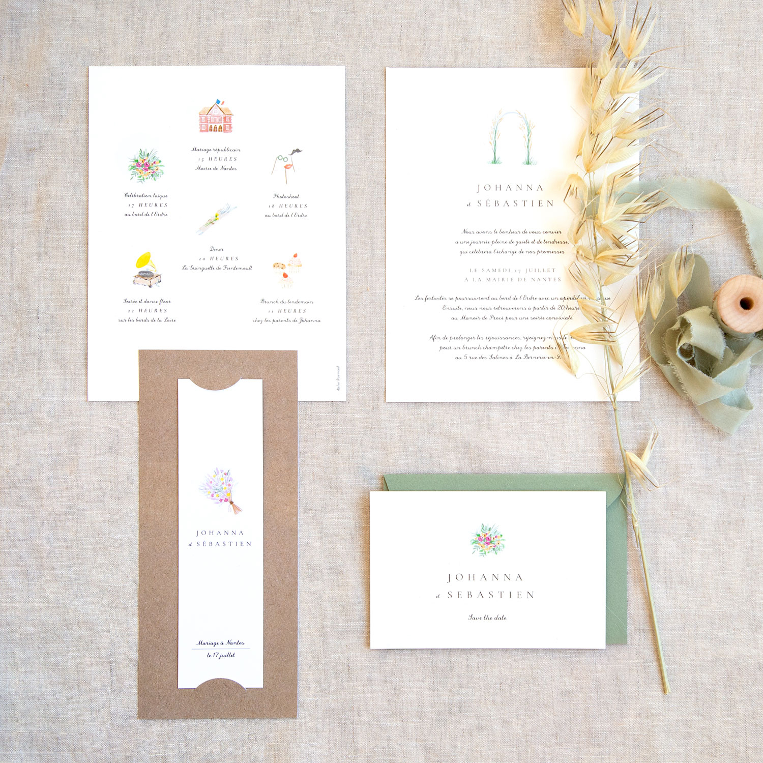remerciements mariage assortis faire part