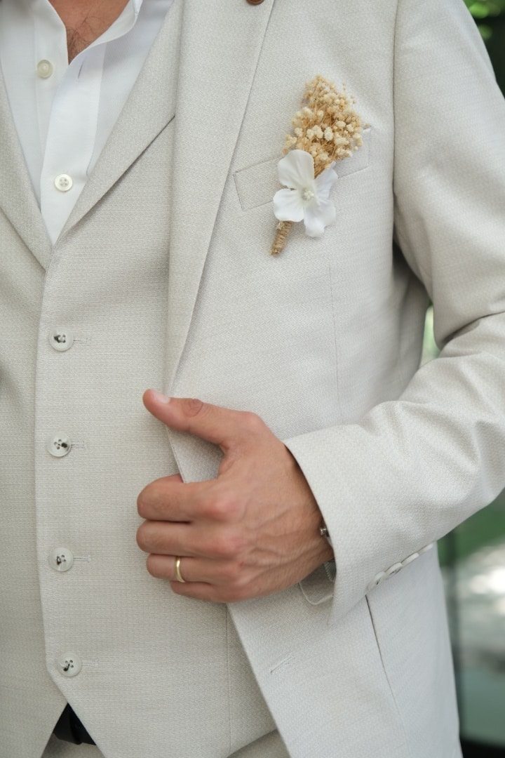 linen wedding suit