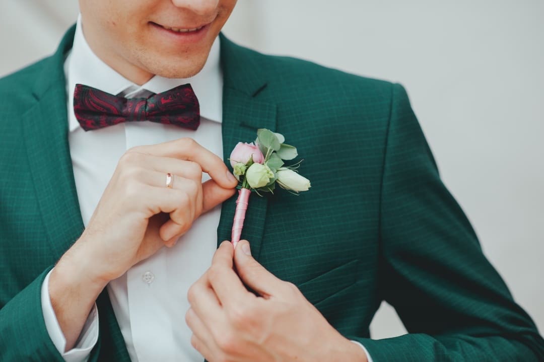 green wedding suit