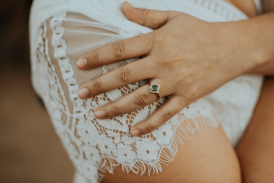 bohemian green stone wedding ring